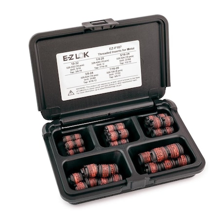 E-Z Lok Threaded Insert Assortment Kit for Metal - Carbon Steel - 10-32 to 7/16-20 EZ-F107